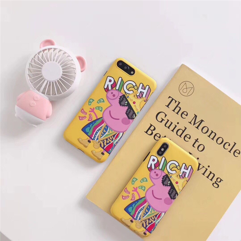 社會人小豬佩奇抖音同款蘋果6手機殼iPhone7plus/8/6s/X卡通軟殼